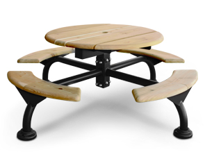 Discount Round Cedar Outdoor Wood Picnic Table For Sale Direct From The Manufacturer Saves You Money Today!
