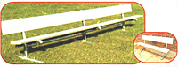 The aluminum portable soccer bench features a two and three eighths inch O.D. galvanized tube construction reinforced by a one and one sixteenth inch cross brace.  