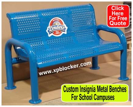 Custom-Insignia-Metal-Benches-For-School-Campuses
