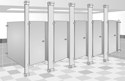 Toilet Partitions - Stainless Steel - Floor to Ceiling Mount