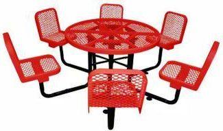 Round Picnic Table with Six Chairs