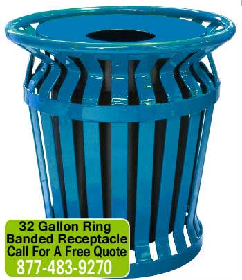 Discount 32 Gallon Ring Banded Trash Can Receptacle For Sale Direct From The Factory Means Unbeatable Low Prices