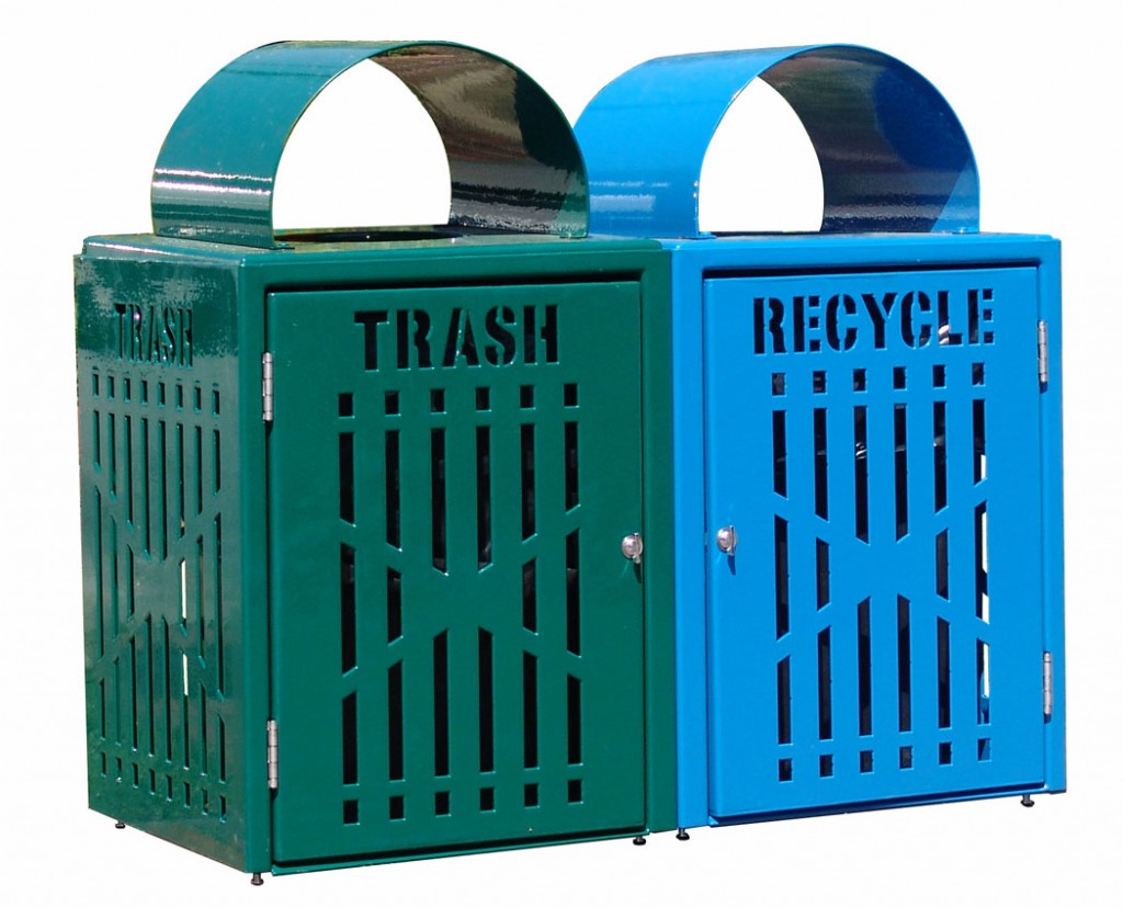 Commercial 32 Gallon Outdoor Recycling Bins, Waste & Trash Cans Made In USA XPB Offers Lockers