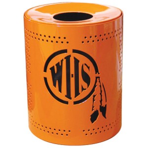 Discount 32 Gallon Personalized Perforated Trash Receptacles For Sale. Trash Cans Sold Factory Direct Guarantees Lowest Price