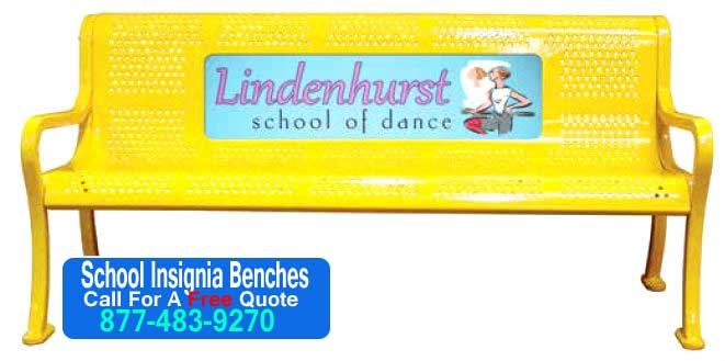 Outdoor School Insignia Park Benches Custom Made Factory Direct & Quick Shipping